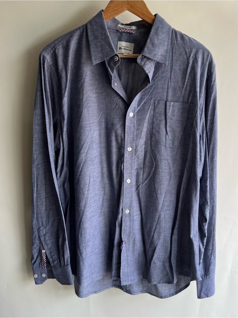 The Original Ben Sherman Button Up Shirt Sz Lg Men’s Stretch Long Sleeve Collar